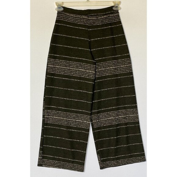 ZARA Olive Green Striped Stretch Knit Top + Pants 2 PC Suit Set - Portugal - Picture 13 of 14